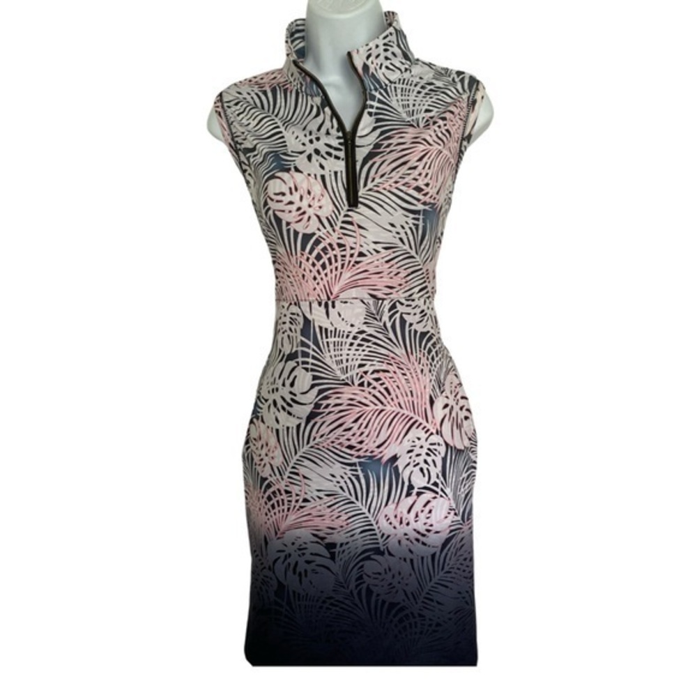 EP New York Golf Dress - L gray , pink gradient dress , polyester spandex